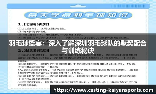 羽毛球盛宴：深入了解深圳羽毛球队的默契配合与训练秘诀